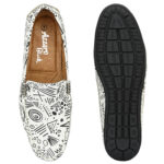 Azzaro Black Men White Printed Loafers