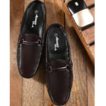 Azzaro Black Men Brown Textured Loafers